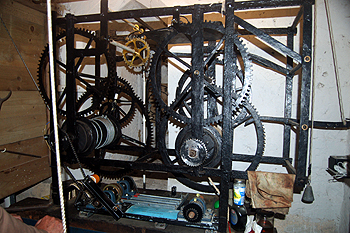 The mechanism for the clock in the tower June 2012